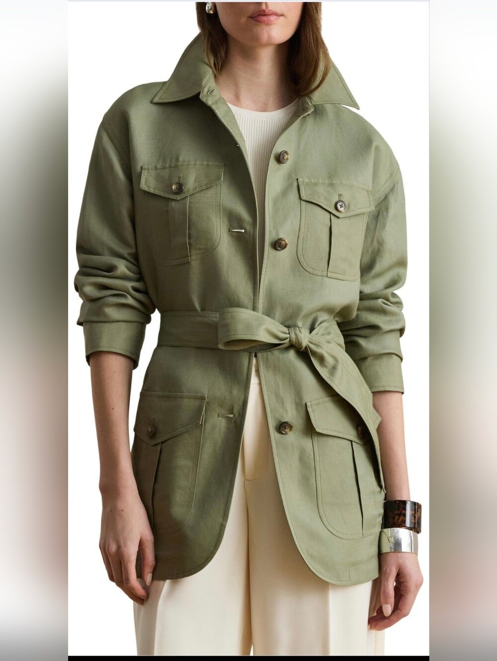 Lauren Ralph Lauren Linen Blend Cargo Jacket Sz 8 NWT New Arraival 2026